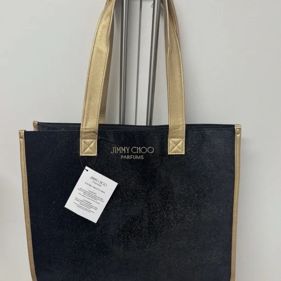 🦋 Jimmy CHOO Perfume Bag NWT Black Velvet Gold Glitter Designer Glam🦋 - Picture 4 of 14